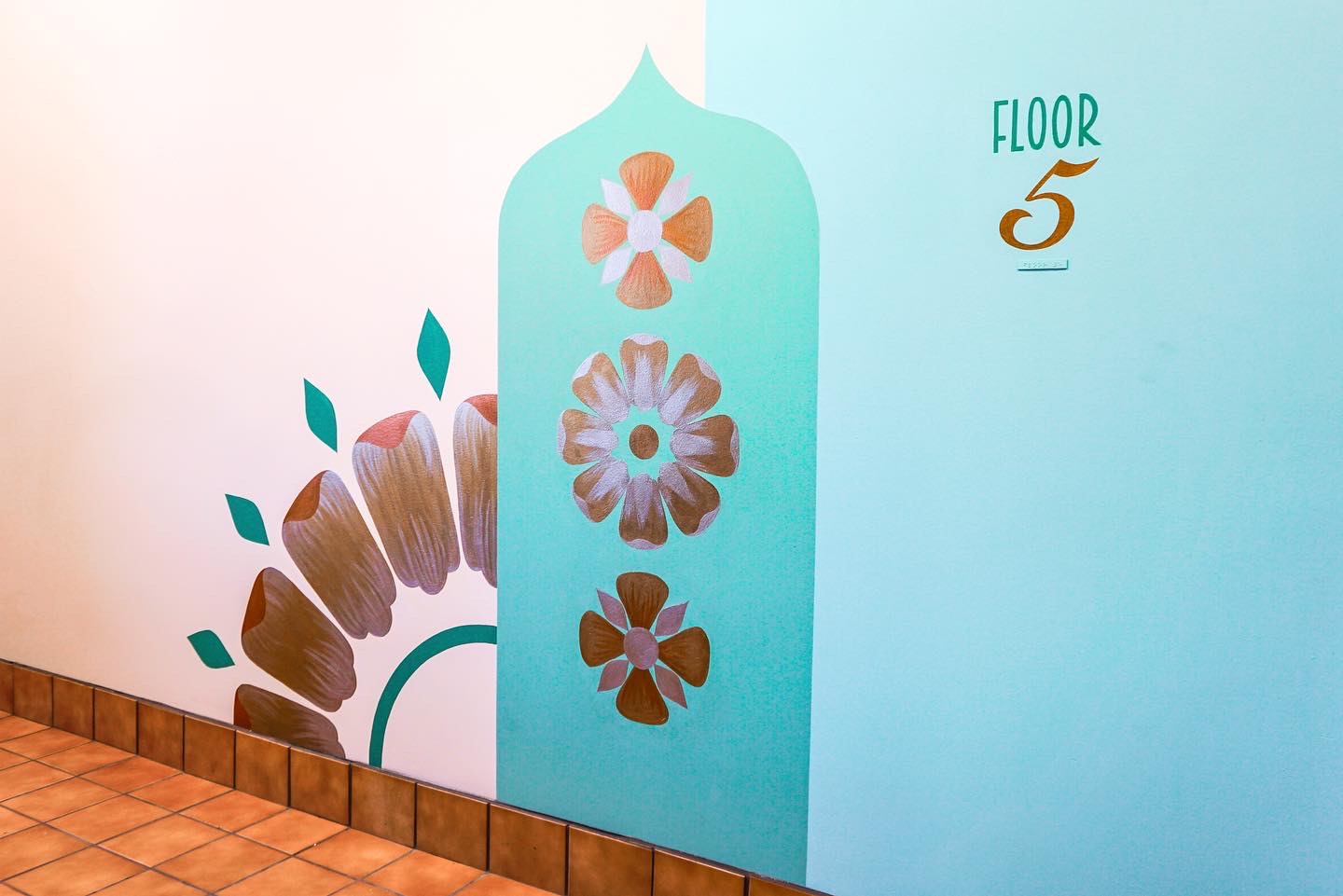 Detail of the art-deco interior mural.